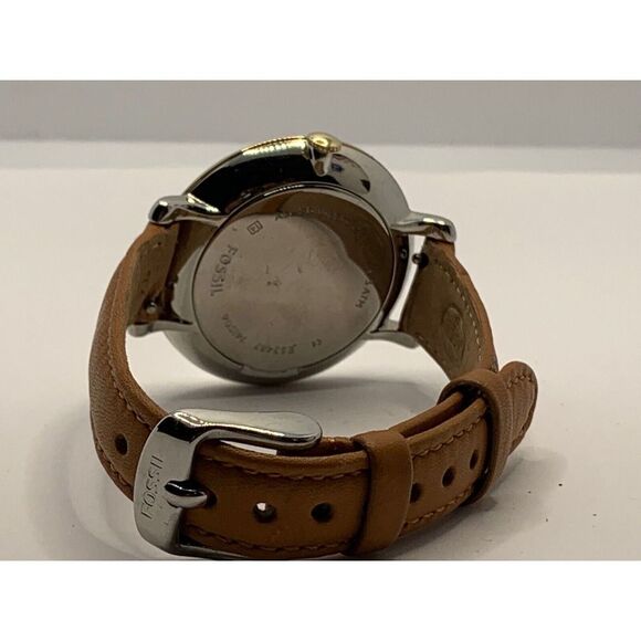 Fossil ES53487 Unisex Brown Leather Analog Beige Dial Quartz Wrist Watch RU155 - Picture 9 of 11